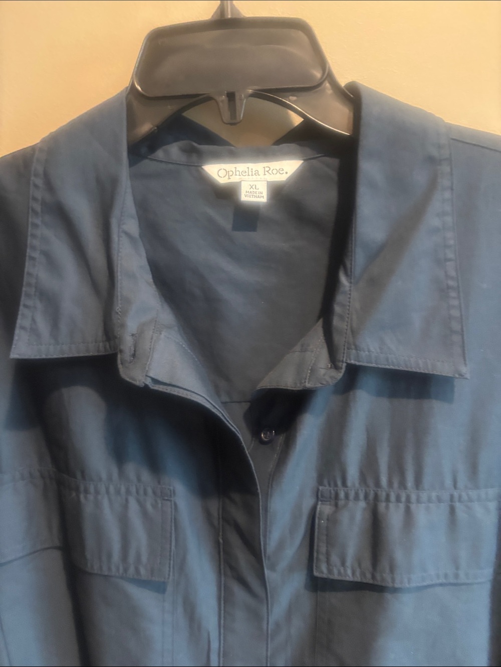 Navy Midi Shirt Dress with Tie Waist - Picture 3 of 4